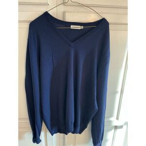 Collars & Co. Australian Merino Wool V Neck Sweater Sz 2XL Navy